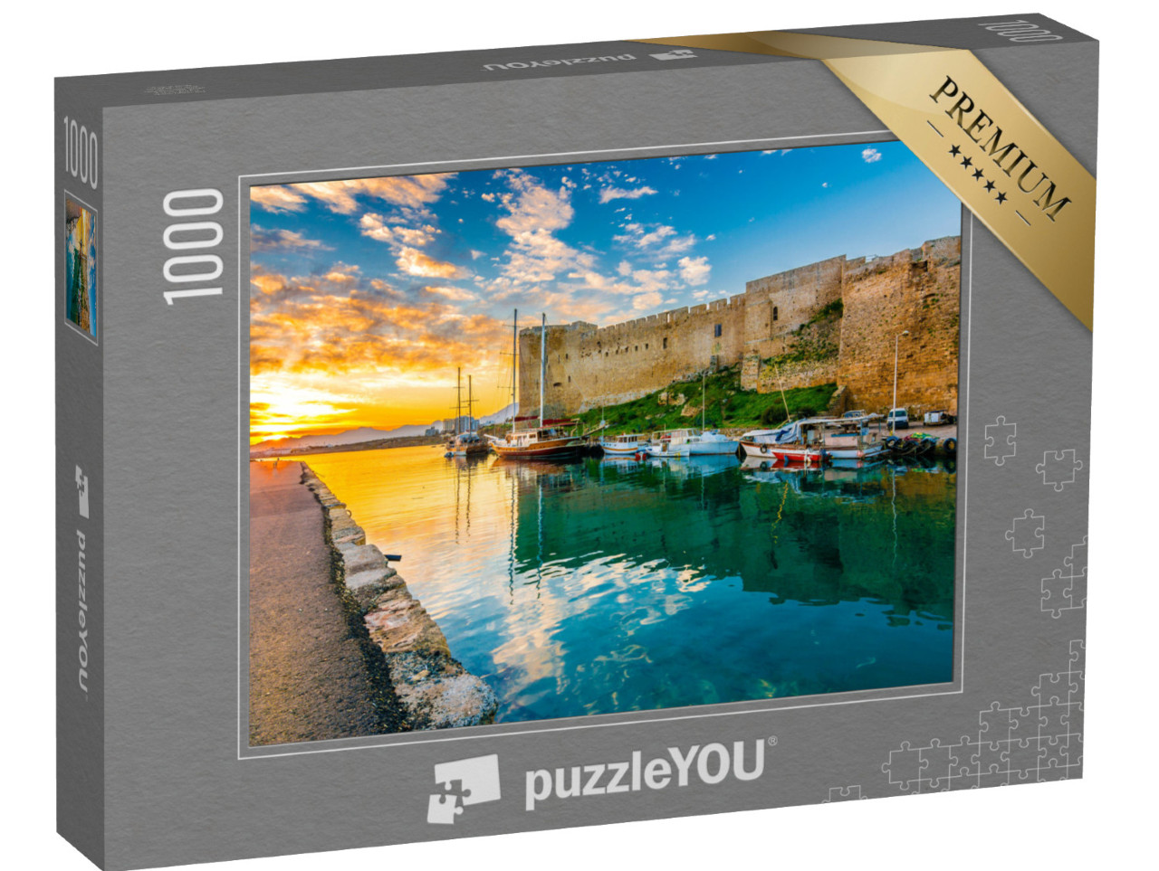 Puzzle 1000 pezzi „La fortezza di Kyrenia al porto vecchio di Cipro Nord“