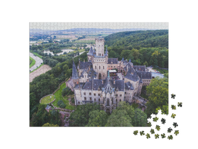 Puzzle 1000 pezzi „Castello di Marienburg vicino ad Hannover, veduta aerea, Bassa Sassonia, Germania“