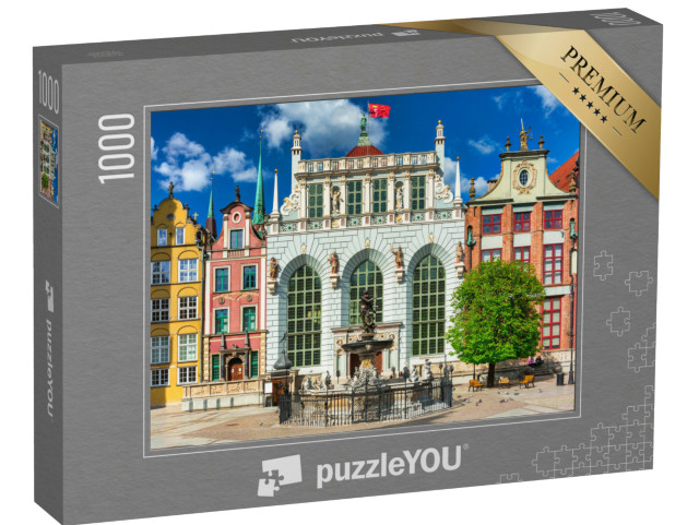 Puzzle 1000 pezzi „Architettura del centro storico di Danzica con Artus Court, Polonia“