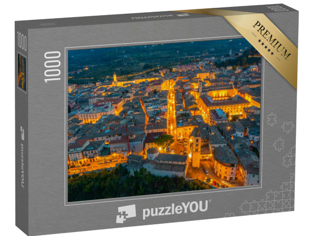 Puzzle 1000 pezzi „Veduta aerea al tramonto del centro della città di Ascoli Piceno.“