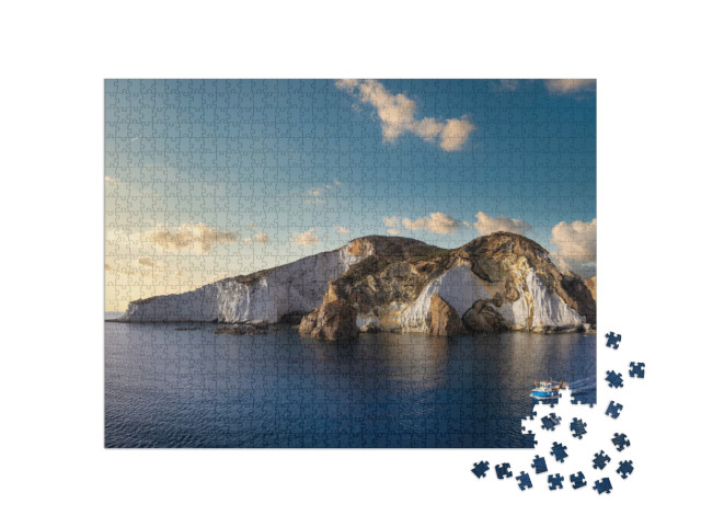 Puzzle 1000 pezzi „Punta di Capo Bianco, sulla costa occidentale dell'isola di Ponza, Lazio, Italia, Mar Tirreno“