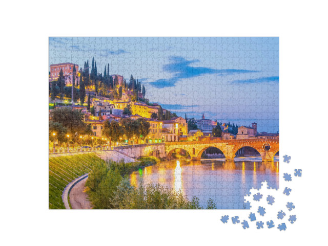 Puzzle 1000 pezzi „Verona, skyline del centro città, paesaggio urbano“