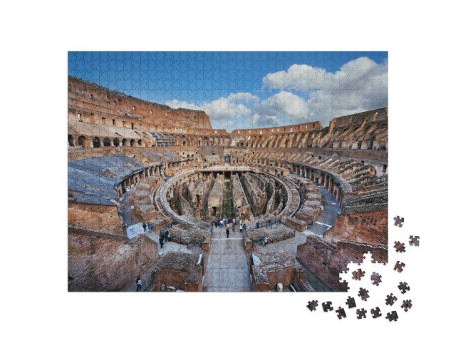 Puzzle 1000 pezzi „Vista dell'interno del Colosseo, il simbolo di Roma conosciuto in tutto il mondo.“