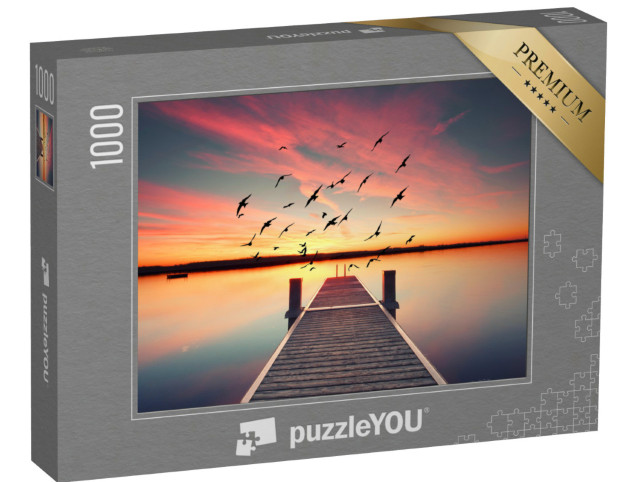 Puzzle 1000 pezzi „Passerella di legno sullo stagno“