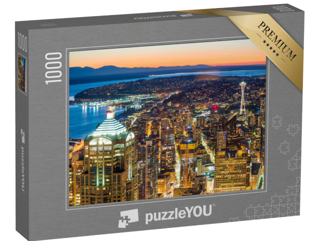 Puzzle 1000 pezzi „Seattle nella luce della sera, Washington, USA“