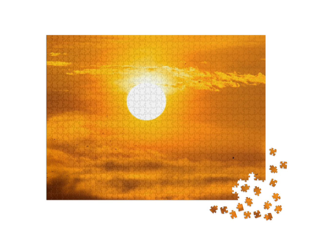 Puzzle 1000 pezzi „Volo di piccoli uccelli nell'alba dorata“