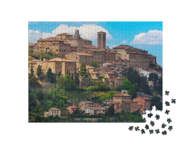 Puzzle 1000 pezzi „Montepulciano, borgo medievale italiano, skyline. Provincia di Siena, regione Toscana, Italia, Europa.“