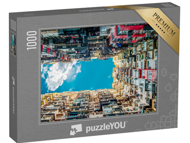 Puzzle 1000 pezzi „L'architettura da un'emozionante prospettiva dal basso contro il cielo“