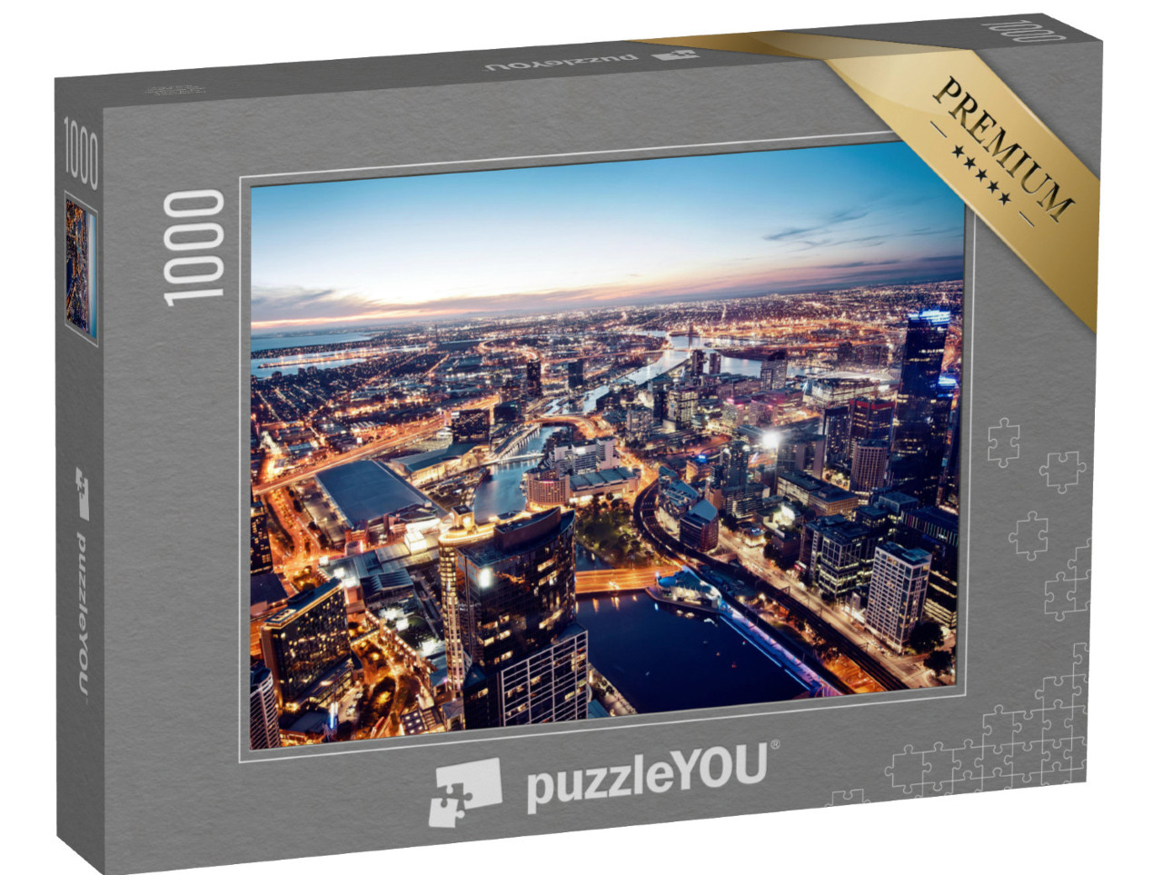 Puzzle 1000 pezzi „Una veduta di Melbourne di notte, Victoria, Australia“