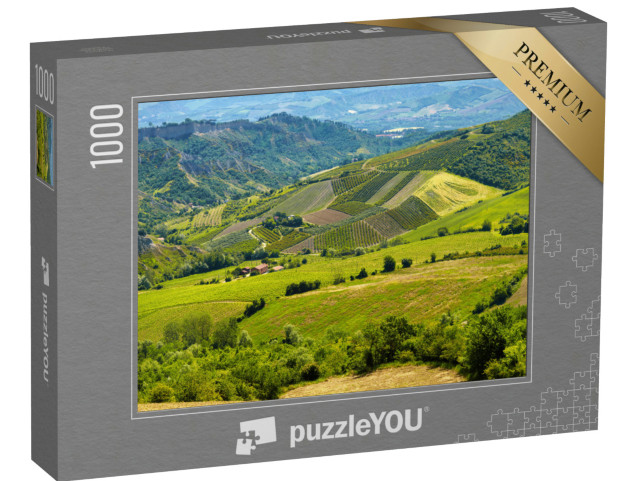 Puzzle 1000 pezzi „Paesaggio rurale sulle colline della provincia di Bologna, Emilia-Romagna, in primavera“