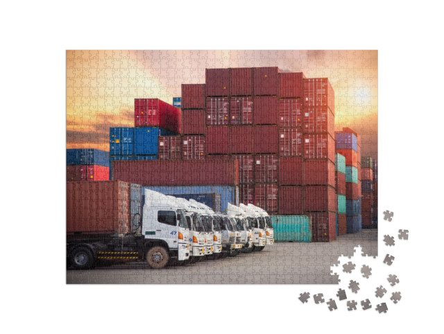 Puzzle 1000 pezzi „Contenitore industriale, pronto per il carico“
