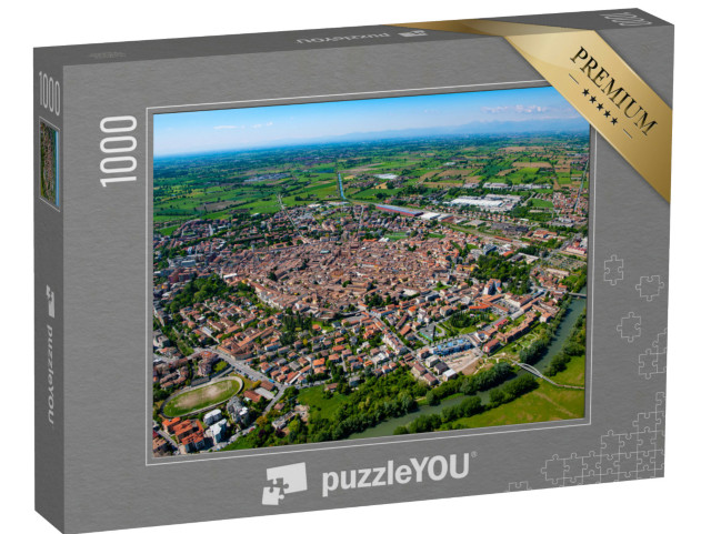Puzzle 1000 pezzi „Veduta aerea del comune di Crema, in provincia di Cremona, Lombardia, Italia, Europa“
