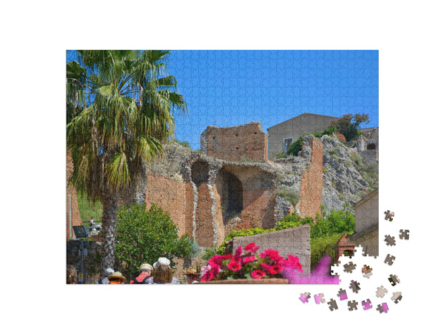 Puzzle 1000 pezzi „Italia, Italia, Sicilia, Taormina, al Greco, teatro romano, Teatro Greco, Romano, arco a tutto sesto“
