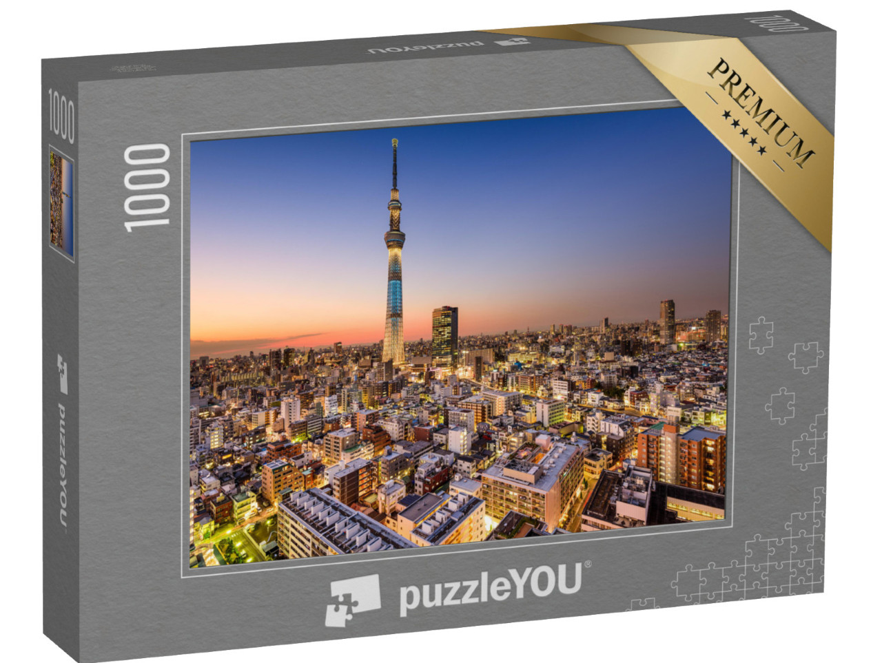 Puzzle 1000 pezzi „Paesaggio urbano con Skytree, Tokyo, Giappone“