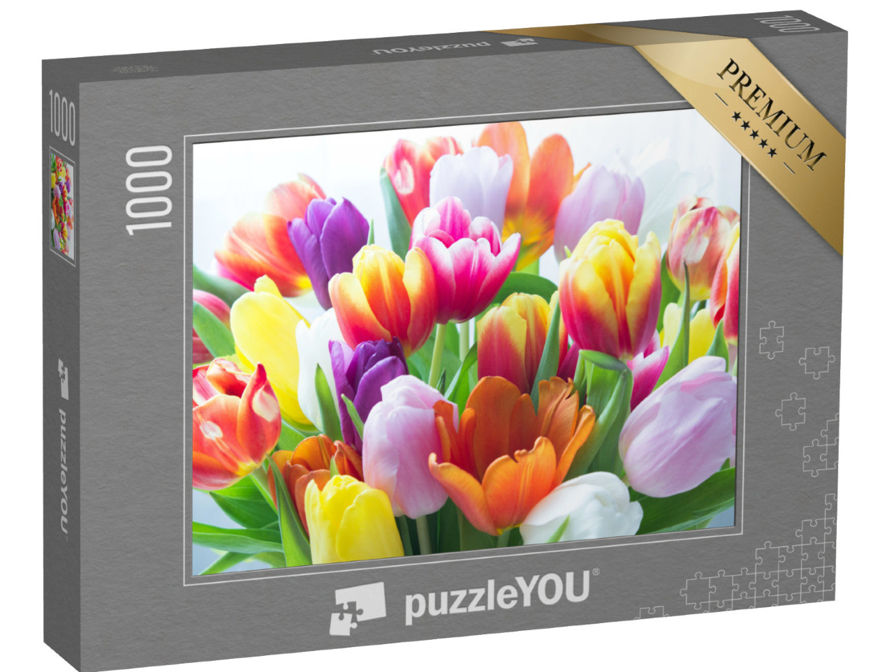 Puzzle 1000 pezzi „Un bouquet di tulipani colorati“