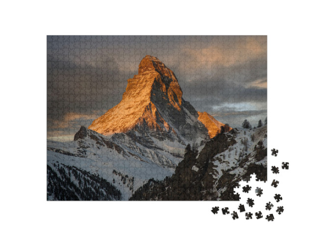 Puzzle 1000 pezzi „Tramonto sul Cervino, , Zermatt, Svizzera“