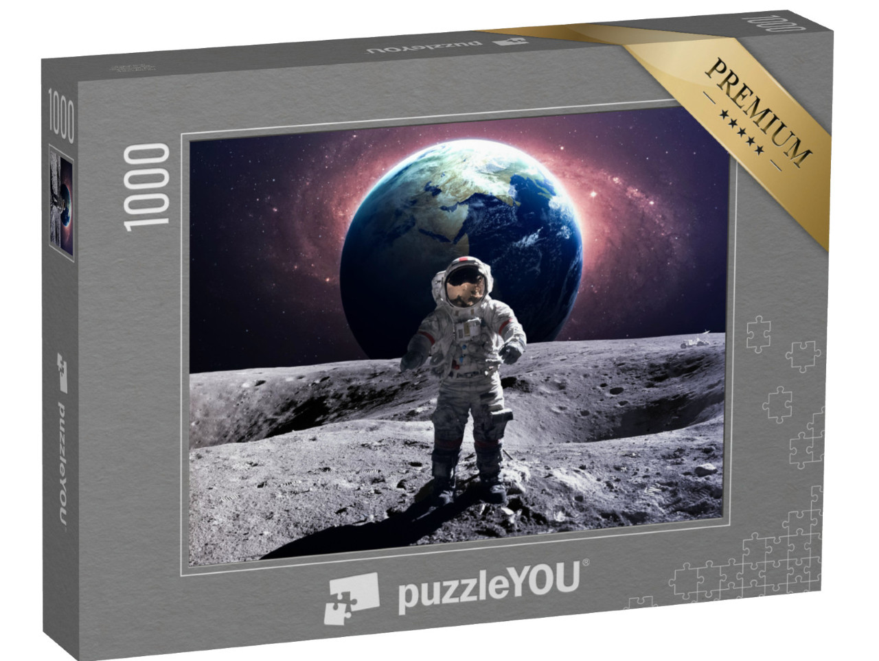 Puzzle 1000 pezzi „Un coraggioso astronauta durante una passeggiata spaziale sulla Luna“