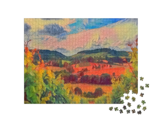 Puzzle 1000 pezzi „nello stile di Franz Marc - Vigneti vicino a Heilbronn, Germania“
