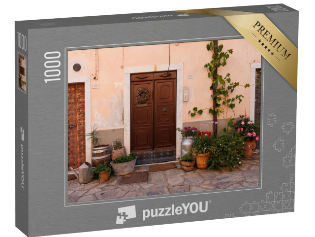 Puzzle 1000 pezzi „Antico borgo tradizionale italiano, strade strette“