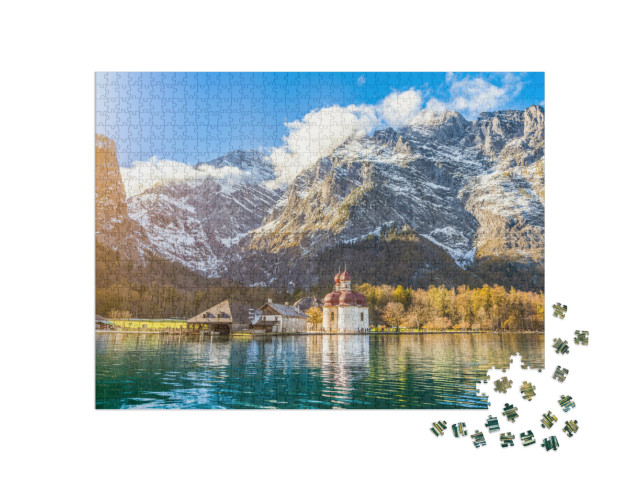 Puzzle 1000 pezzi „Pittoresco paesaggio montano sul lago Königssee in Baviera, Germania“