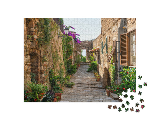 Puzzle 1000 pezzi „Vista pittoresca nel borgo di Campiglia Marittima, nella regione Toscana“