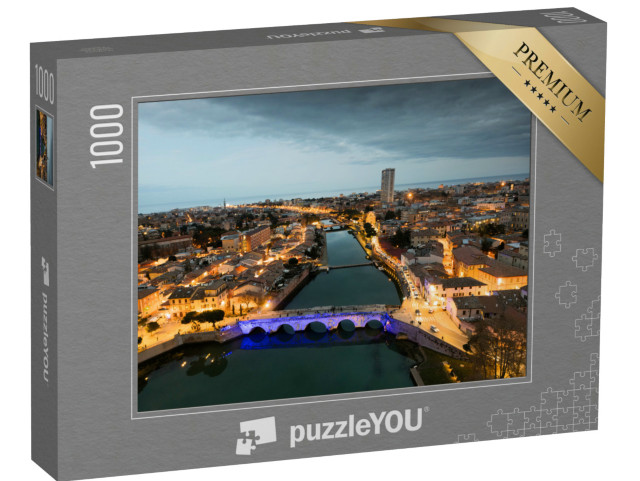 Puzzle 1000 pezzi „veduta aerea di Rimini di notte nel periodo natalizio“