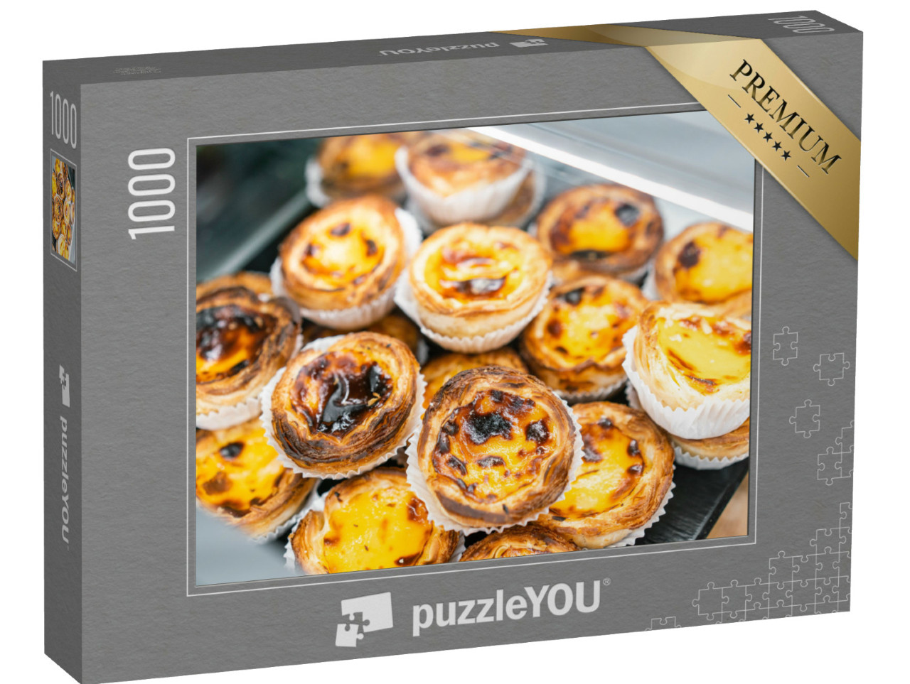 Puzzle 1000 pezzi „Crostatine all'uovo Pasteis de Nata: famoso dessert portoghese“
