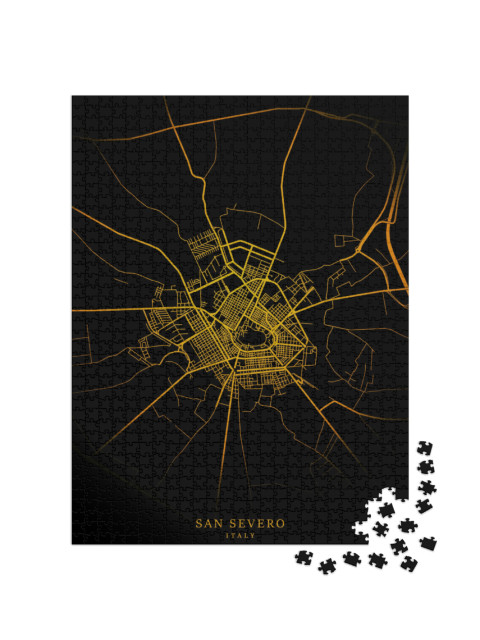 Puzzle 1000 pezzi „San Severo Mappa della città, San Severo Città Mappe Oro Nero Poster“