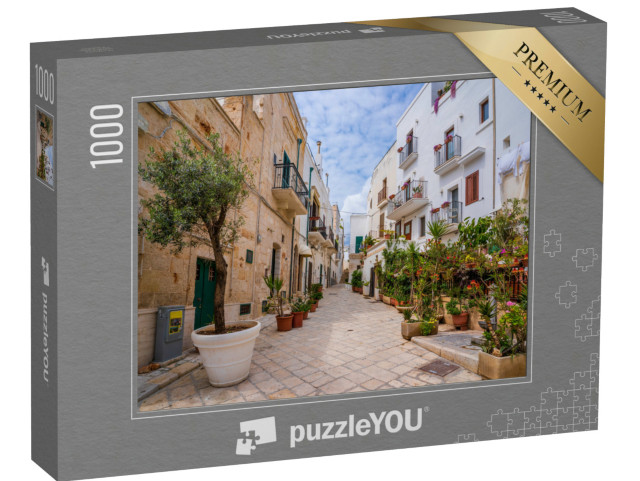 Puzzle 1000 pezzi „Vista stradale di Polignano a Mare, Italia“