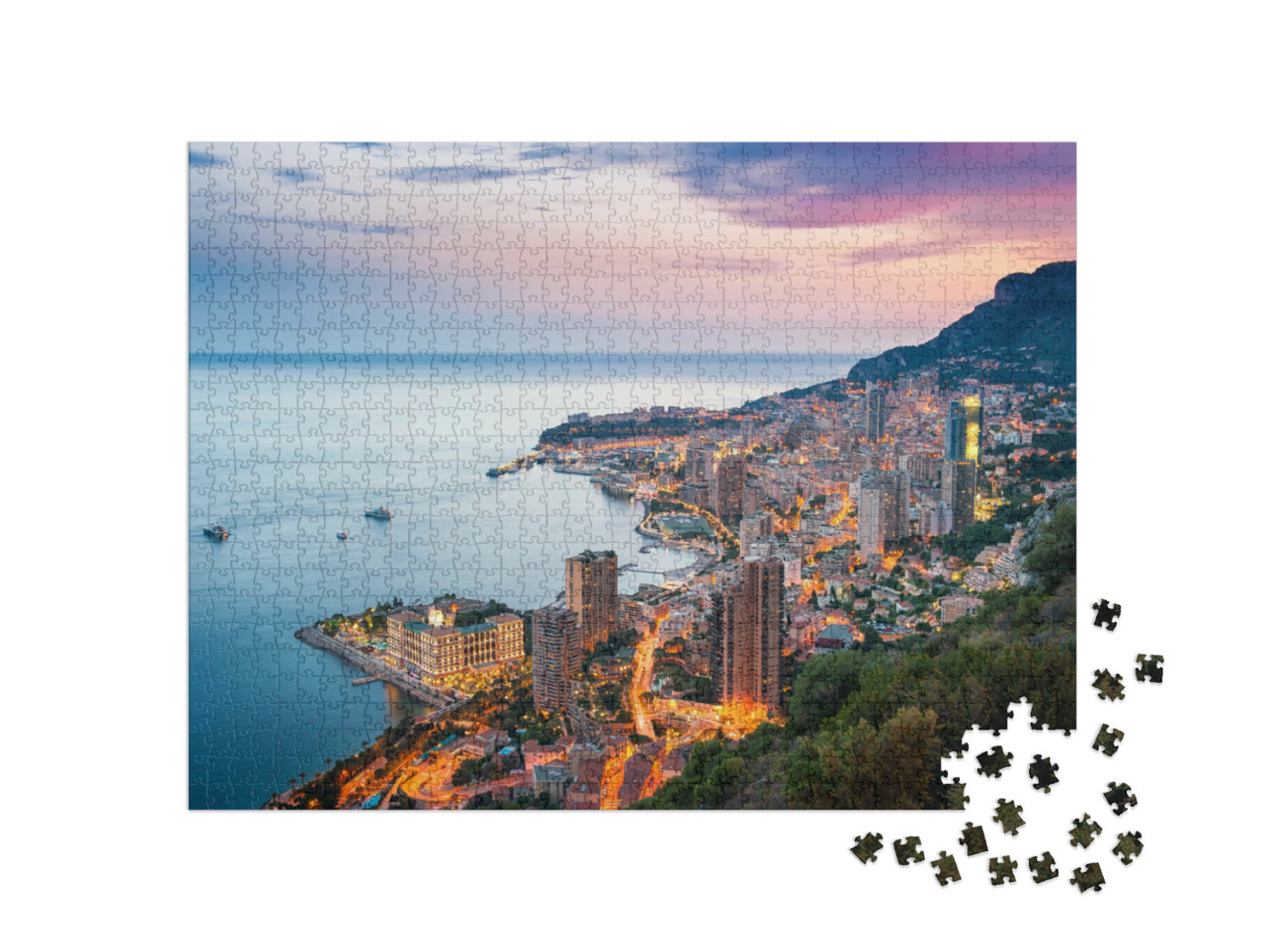 Puzzle 1000 pezzi „Serata in Costa Azzurra a Monte-Carlo, Monaco“