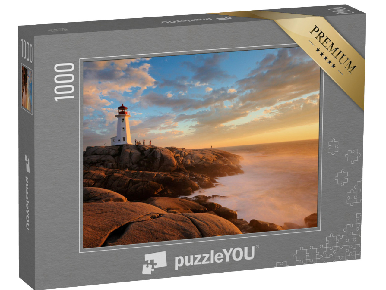 Puzzle 1000 pezzi „Tramonto sul faro di Peggy Cove, Nuova Scozia, Canada“