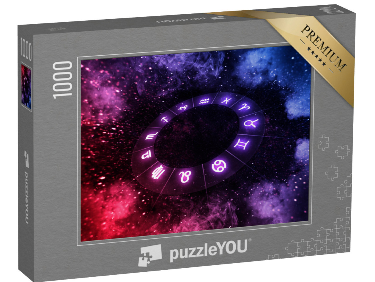 Puzzle 1000 pezzi „Segni zodiacali nel cerchio dell'oroscopo sull'universo“