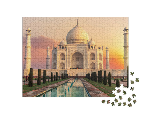 Puzzle 1000 pezzi „Taj Mahal al tramonto in India“