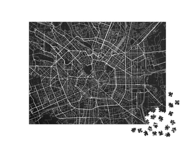 Puzzle 1000 pezzi „mappa vettoriale della città di Milano, capoluogo della Lombardia, Italia“
