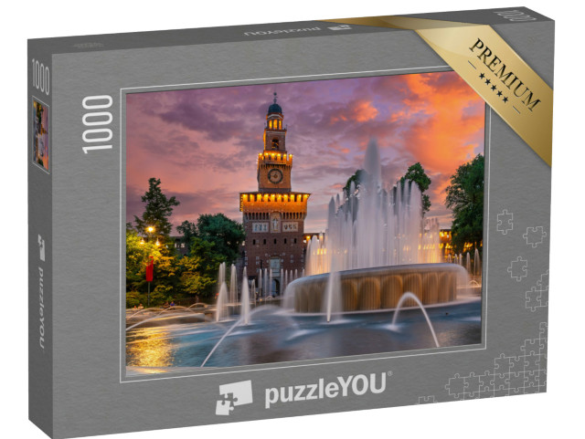 Puzzle 1000 pezzi „Vista al tramonto del Castello Sforzesco di Milano, Italia“