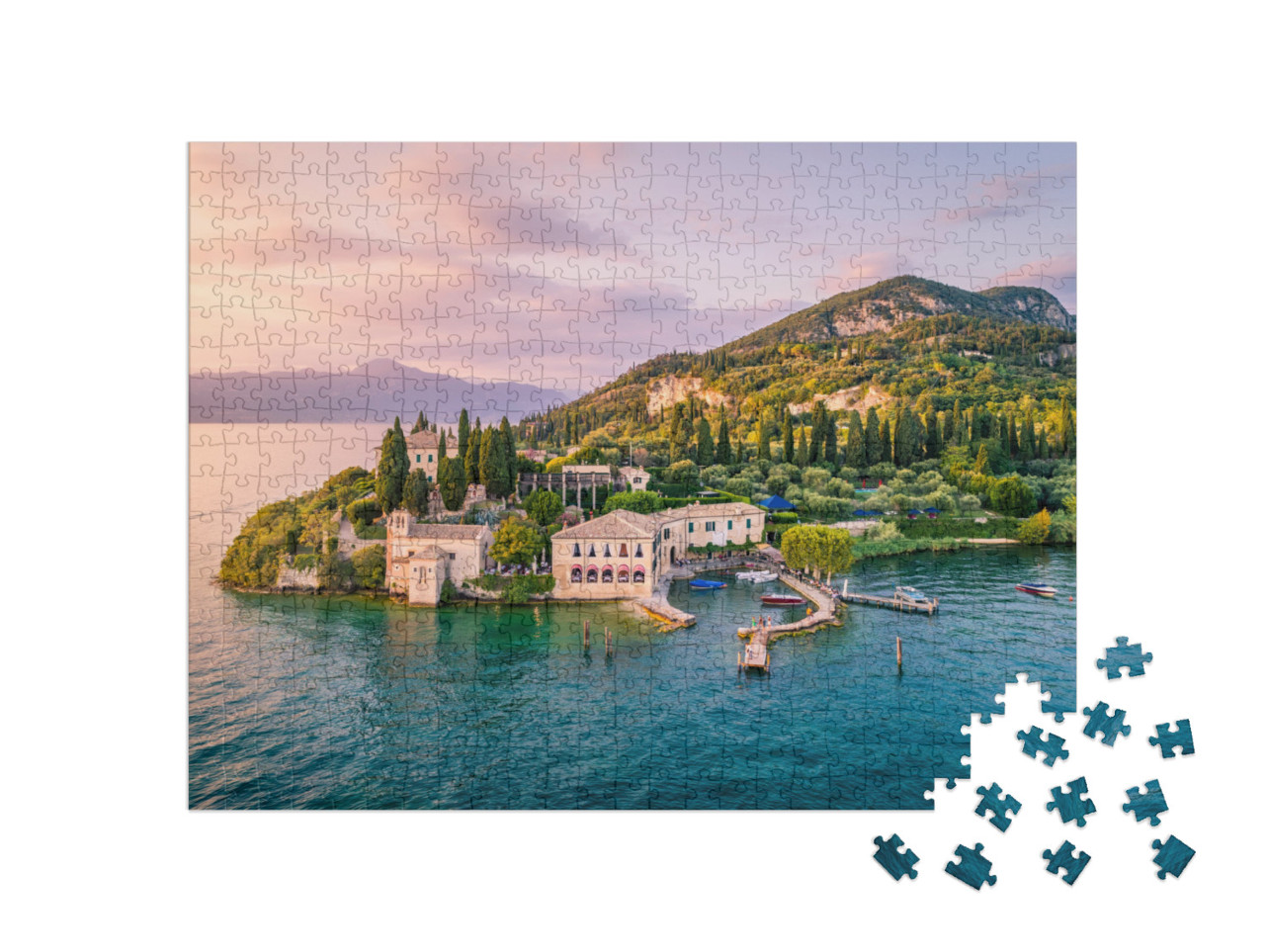 Puzzle 500 pezzi „Punta San Vigilio sul Lago di Garda, Italia“