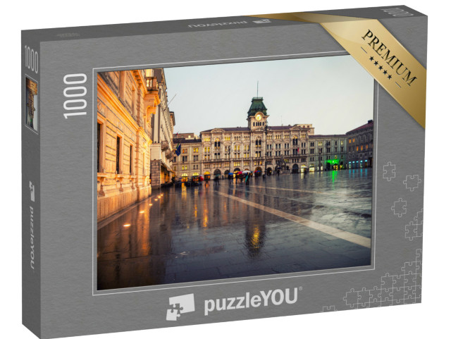Puzzle 1000 pezzi „Piazza Unità d'Italia a Trieste, Italia, edifici famosi - Municipio e cielo nuvoloso“