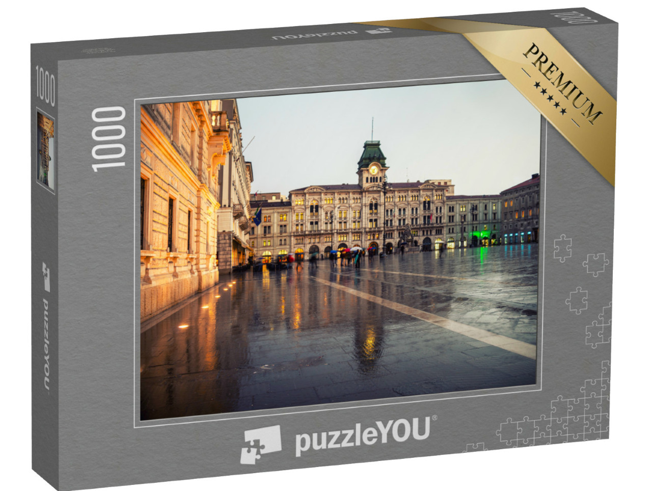 Puzzle 1000 pezzi „Piazza Unità d'Italia a Trieste, Italia, edifici famosi - Municipio e cielo nuvoloso“