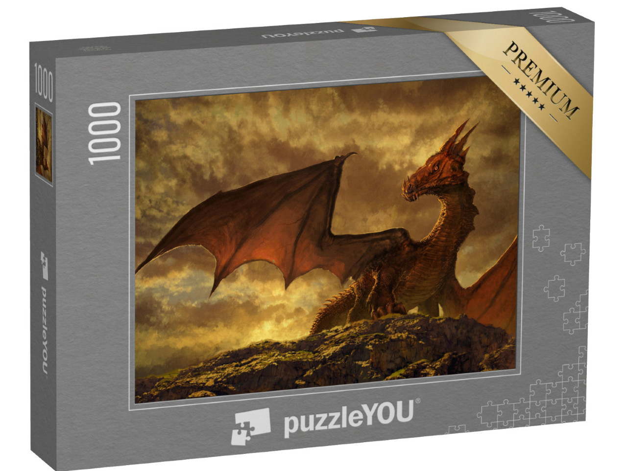 Puzzle 1000 pezzi „Bella fantasia con un drago rosso“