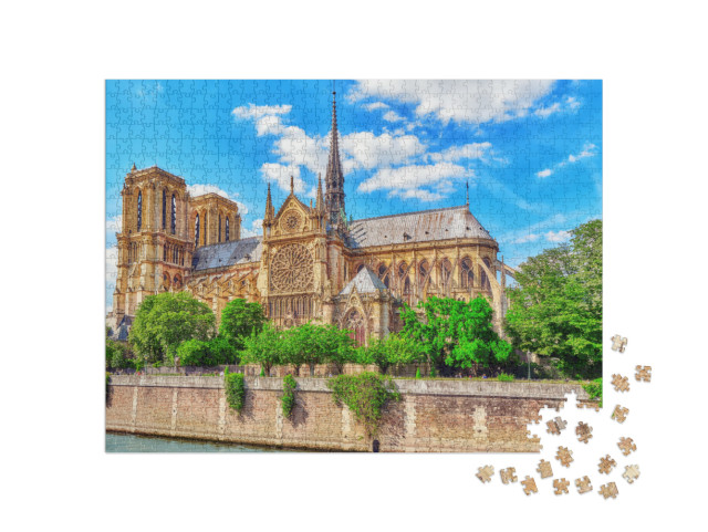 Puzzle 1000 pezzi „La cattedrale di Notre Dame dalla Senna, Parigi, Francia“