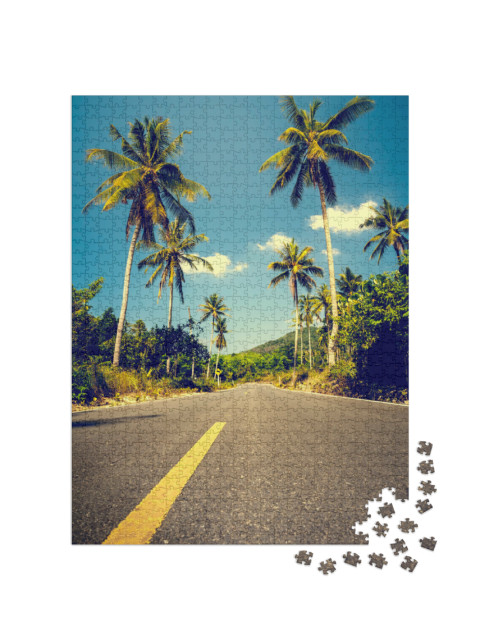 Puzzle 1000 pezzi „Strada fiancheggiata da palme“