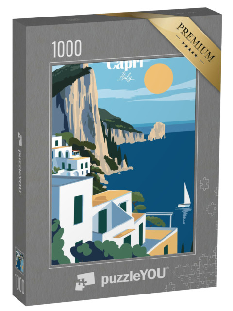 Puzzle 1000 pezzi „Poster moderno di Capri, Italia“