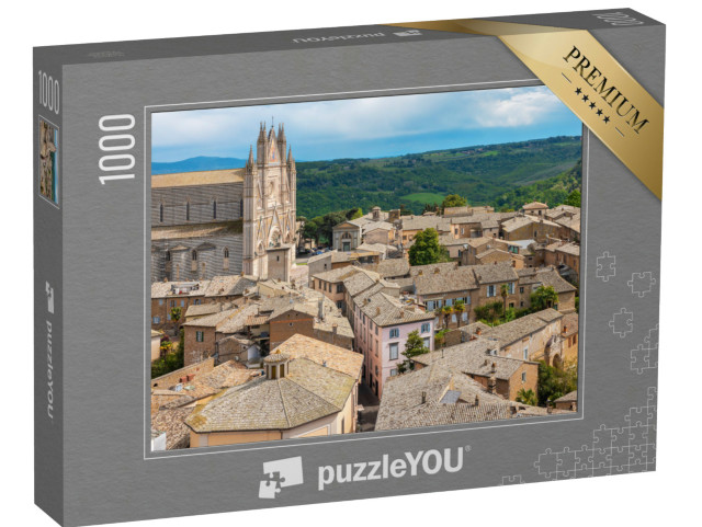 Puzzle 1000 pezzi „Vista del Duomo sui tetti della città vecchia. Orvieto, Umbria, Italia“