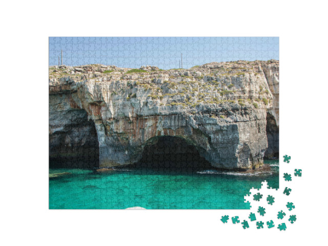 Puzzle 1000 pezzi „le grotte della costa salentina a Santa Maria di Leuca, regione Puglia“