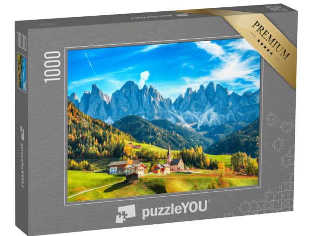 Puzzle 1000 pezzi „Santa Maddalena in den Dolomiten, Val di Funes, Trentino-Südtirol, Italien“