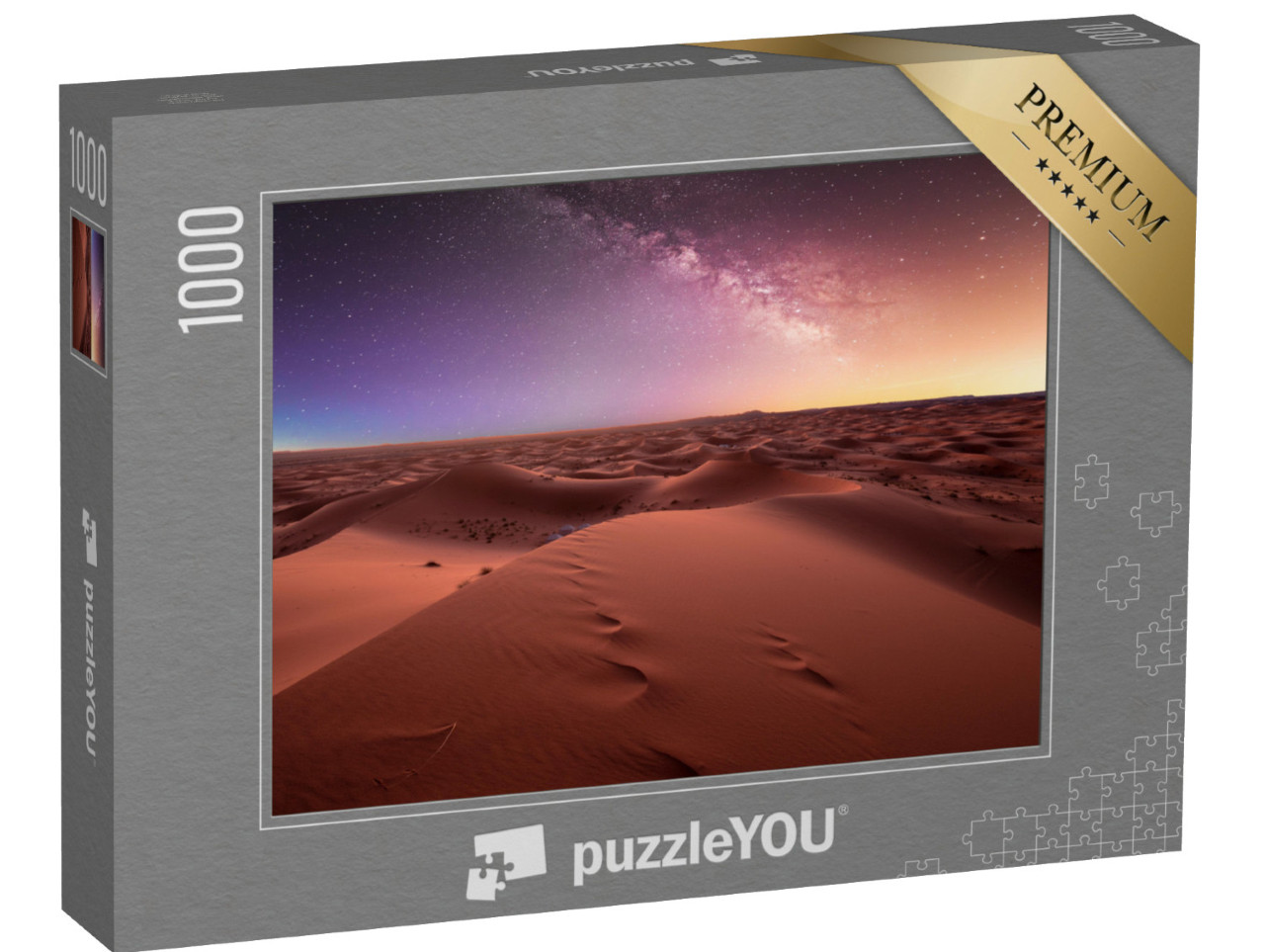 Puzzle 1000 pezzi „La Via Lattea e le dune dell'Erg Chebbi nel deserto del Sahara, Marocco“