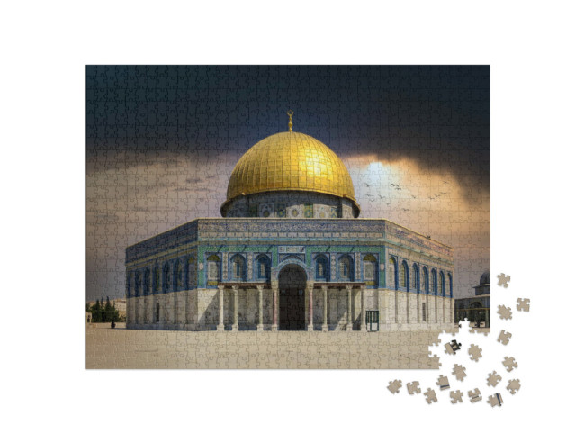 Puzzle 1000 pezzi „Nuvole scure di tempesta sulla Cupola della Roccia a Gerusalemme“