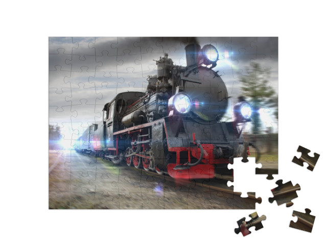 Puzzle 100 pezzi „Locomotiva a vapore fumante“