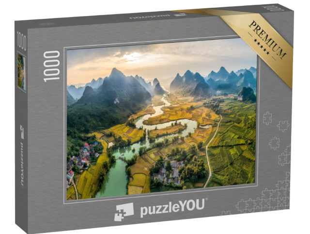 Puzzle 1000 pezzi „Riso e risaia nel villaggio di Phong Nam a Trung Khanh, Cao Bang, Vietnam“