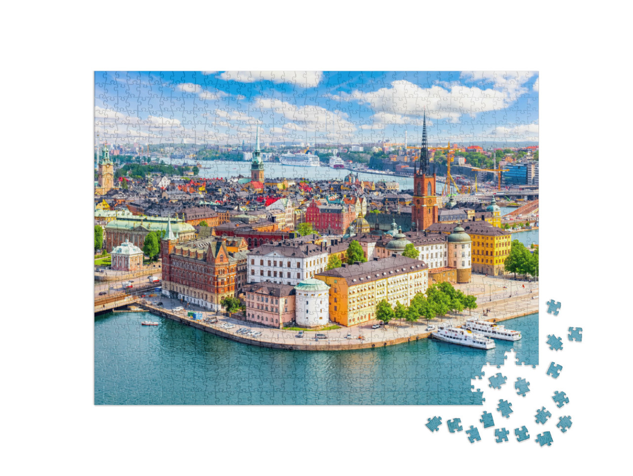 Puzzle 1000 pezzi „Vista del centro storico di Stoccolma, Svezia“